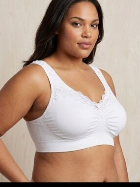 Hanes Women's Comfort Evolution Lace Trim Bralette  2-Pack Bundle, Size 4X White